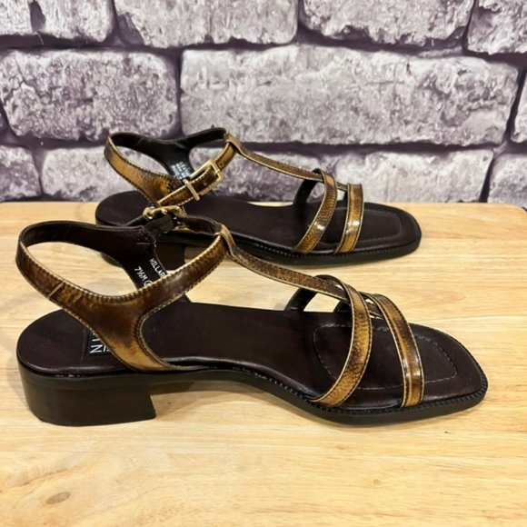 Nine West Brown Leather Strappy Sandals Size 7.5 - Picture 4 of 8